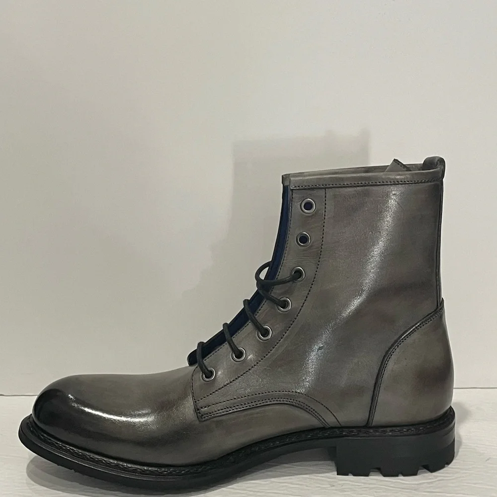 COPY - Emilio Franco boot chelsea gray round toe Italian leather black thick so…